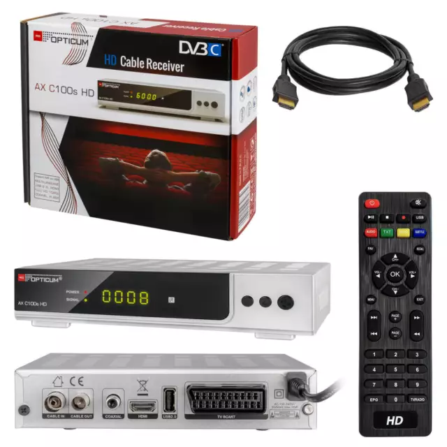 Reseiver DVB-C Opticum C100 mit PVR HD Kabelreceiver HDMI USB TV Aufnahme Scart