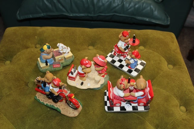 Lot of 5 different collectible Coca-Cola Polar bear sculptures Limited Editions