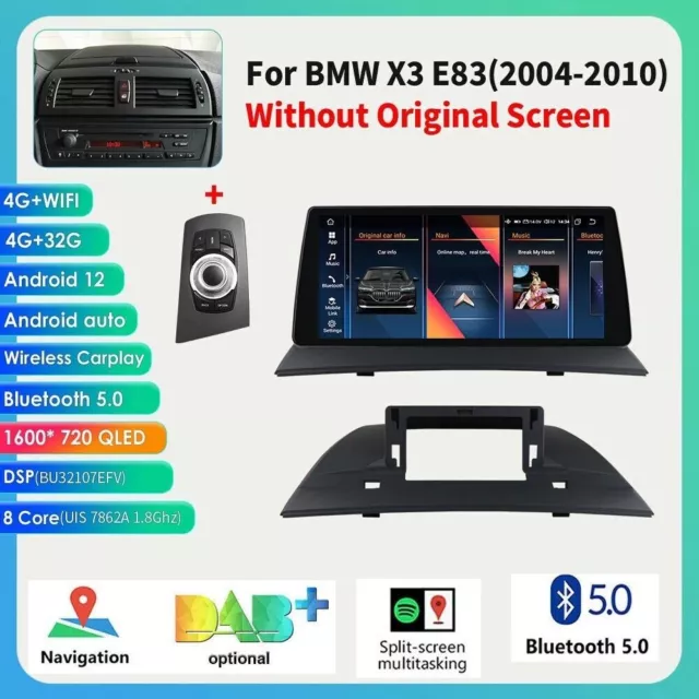 CarPlay For BMW X3 E83 2004-10 Android 12 Car Stereo Radio GPS Navi WIFI 10.33"