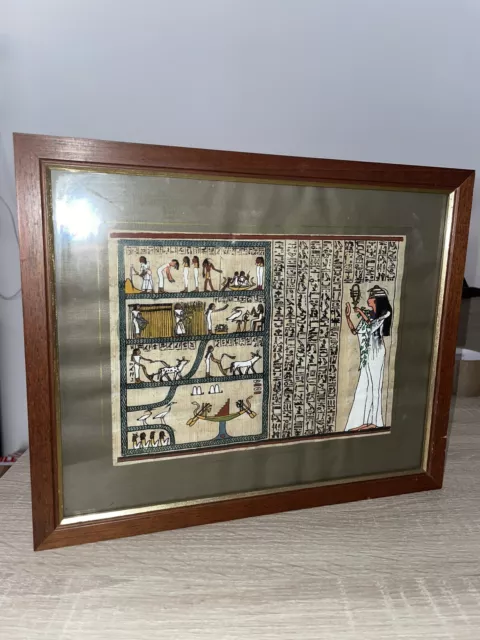 Ancien Tableau Peinture Papyrus Égypte Égyptien