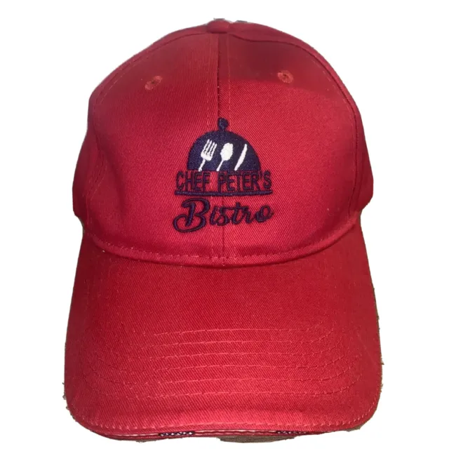 CHEF PETER’S Bistro Red Baseball Cap American Flag Adjustable Hat Port Authority