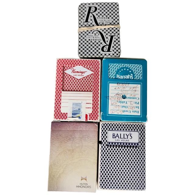 5 Casino Playing Cards Harrahs Flamingo Riviera Bally's Hilton Vintage 5 Decks