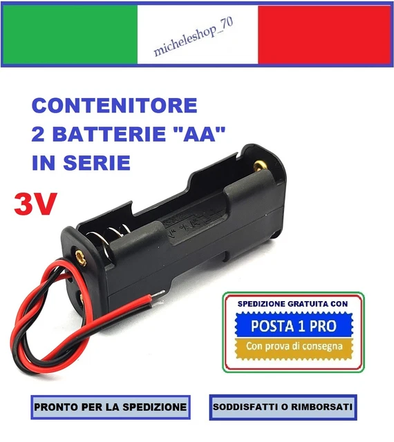 PORTABATTERIE 2X PILA STILO AA CON INTERRUTTORE Box Porta Batteria Pile - Foto 4