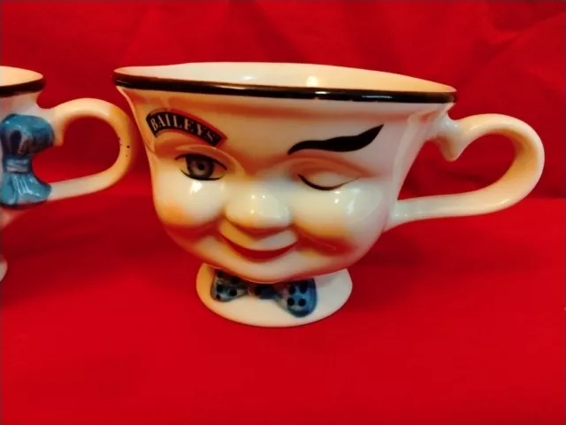 Vintage Bailey's Mr. & Mrs Yum Winking Face  Coffee Mug Cups-  LIMITED EDITION 3