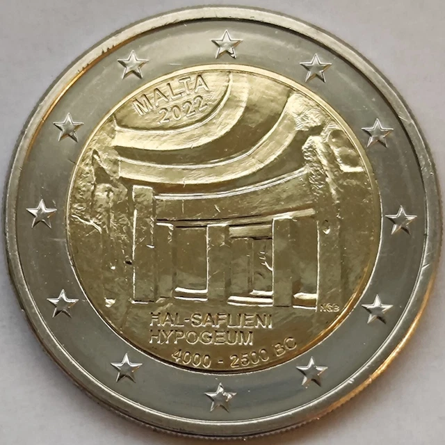 2 Euro Gedenkmünze Malta "Hypogäum von Hal-Saflieni" 2022 bfr. / unc. aus Rolle
