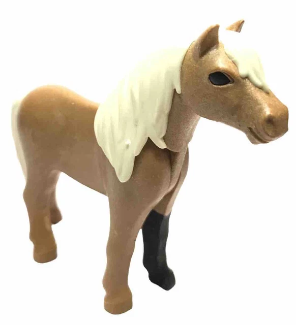 Figurine Playmobil Poney Marron Avec Crinière Beige - Compatible Sets 4060, 5893, 5960, Etc.