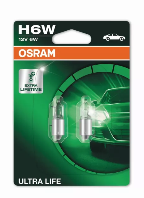 Lampen Birnen 2x Original Osram ULTRA LIFE / Fassung H6W 12V 6W BAX9s