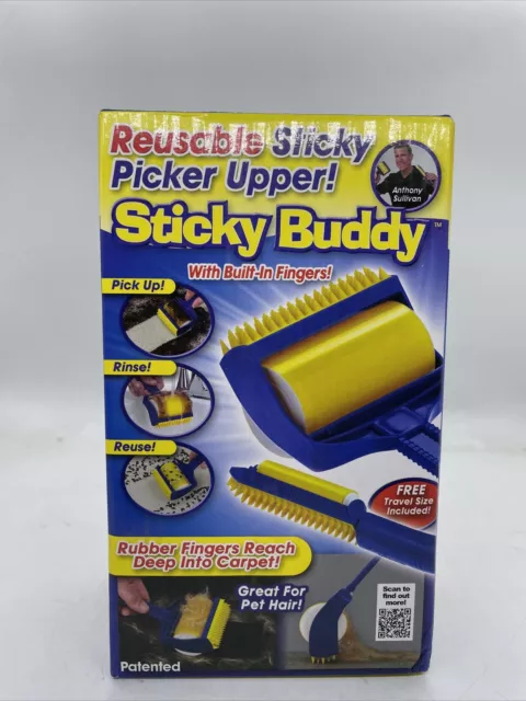 Sticky Buddy Reusable Picker Upper Lint Roller Pet Hair Remover Brush Travel NIB