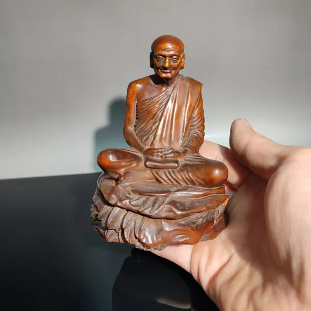 vintage wooden buddha zen chinese antique carvings wood carved boxwood Figurines