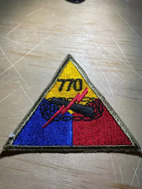 ¿Segunda Guerra Mundial/1950/60? PARCHE DEL EJÉRCITO DE EE. UU. - 770a DIVISIÓN BLINDADA - ¡VARIANTE ORIGINAL BELLEZA!