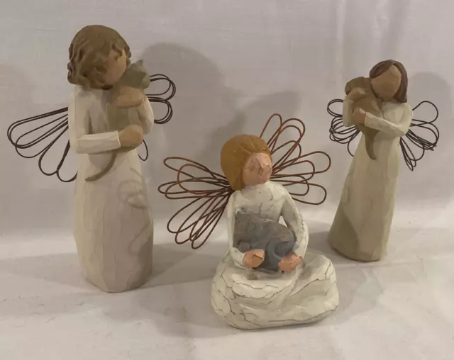 Willow Tree 3 Figures Angel Of Kindness Friendship & Affection Animals Cats Dog Willow Tree 3 Figures Angel Of Kindness Friendship & Affection Animals Cats Dog
