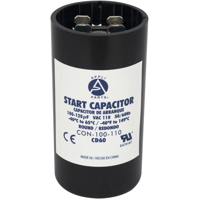 Appli Parts Motor Start Capacitor 100-120 Mfd (Microfarads) Uf 110-125 VAC Unive