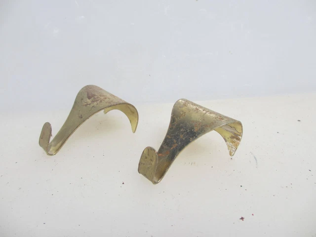 Antique Iron Picture Rail Hook Moulding Hanging Vintage Brass Plated Hooks x2