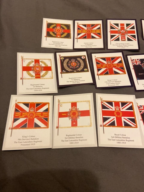 14 x DAVID J HUNTER INFANTRY REGIMENTAL COLOUR CARDS SUPERB CONDITION