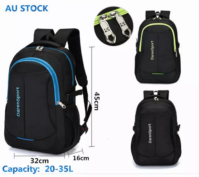 Mens Women Large Capacity Black Backpack Nylon Laptop Notebook School Travel Bag