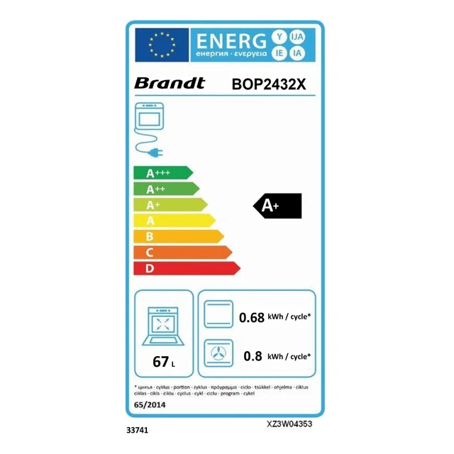 Brandt Four intégrable multifonction 67l 60cm pyrolyse inox 2