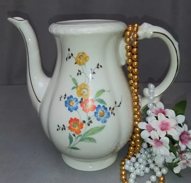 Kaffeekanne Carl Tielsch Altwasser Schlesien um 1900, Elfenbein  Blumen A 1186