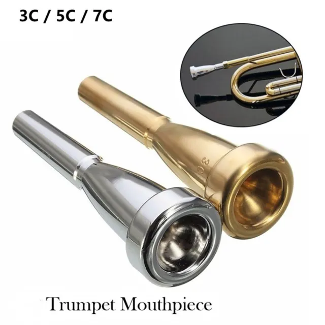 1x Trumpet Mouthpiece 3C 5C 7C Gold Plated Metal Trumpet Mouthpiece Bullet Shape
