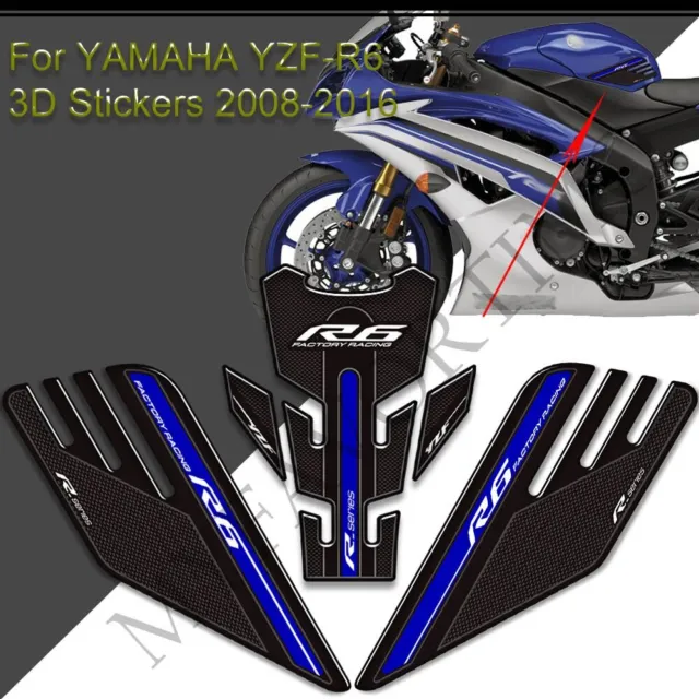 For YAMAHA YZF-R6 YZFR6 YZFR6 Decals Protector Tank Pad Grips Gas Fuel Oil Kit
