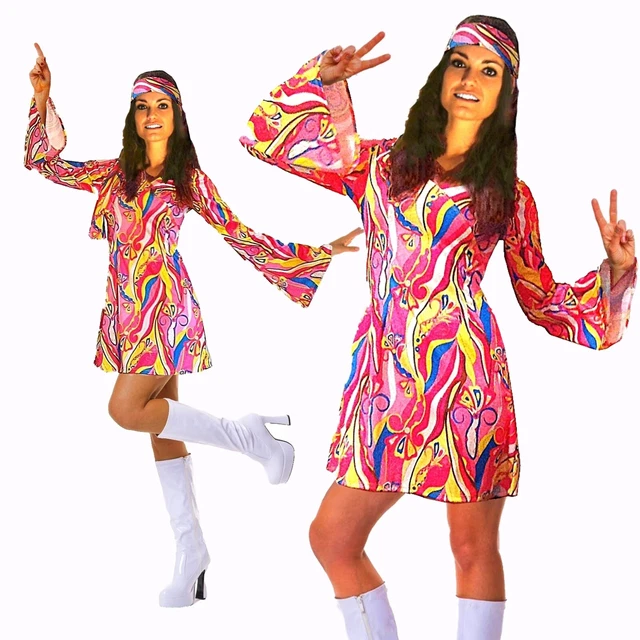 60S 70S FANCY Dress Costume Flower Power Hippie Hippy Retro GoGo 1960s 1970s 16.99 PicClick UK