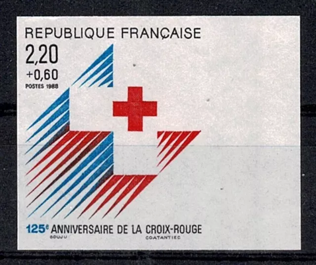 Frankreich Stamp Briefmarke Yvert N° 2555b " Kreuz Rot Nicht Lace " Neu Xx Luxus