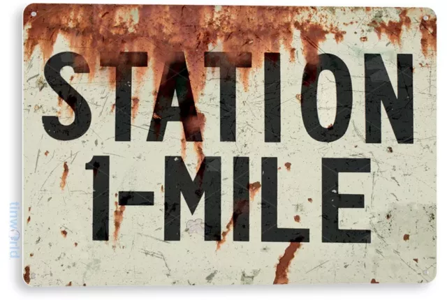 Station Railroad Sign Train Sign Train Station Metal Tin Sign Decor C431