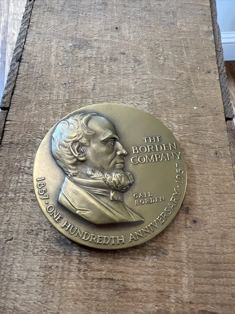 1957 The Borden Company - Gail Borden - Medallic Art - paperweight medallion