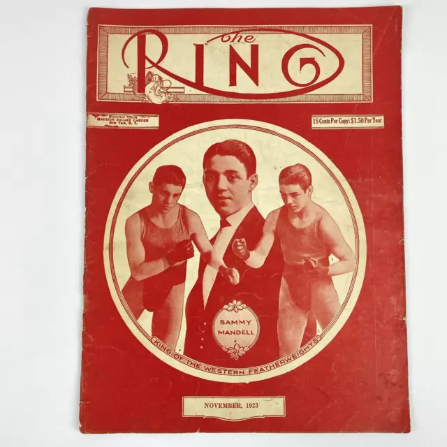 Nov 1923 The Ring Boxing Magazine Sammy Mandell Cover Featherweight King Vintage