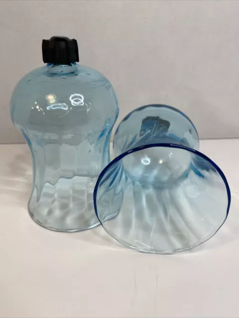 2 Vintage Homco Light Blue Swirl Glass Votive Cup Candle Holder Peg W/ Grommets