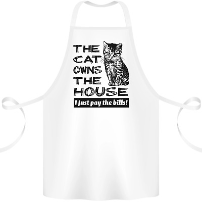 The Cat Owns the House Funny Kitten Cotton Apron 100% Organic