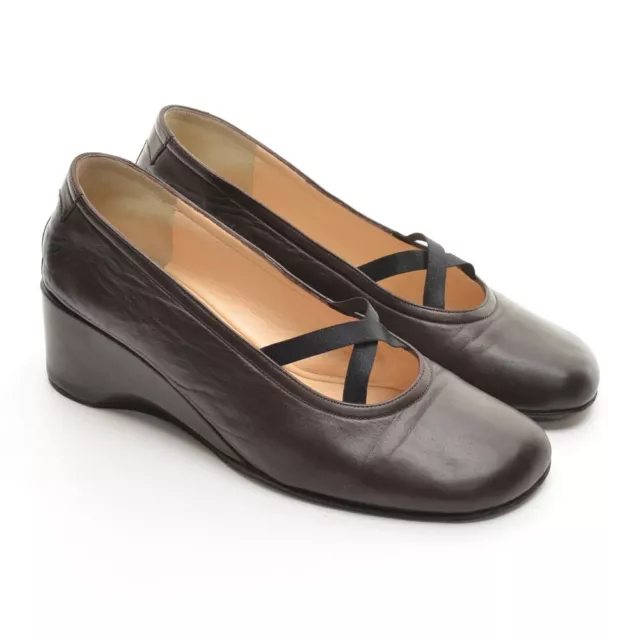 Ladies Taryn Rose Kimber Elastic Wedge Heels 39 / 8.5 Brown Leather Loafer Shoes