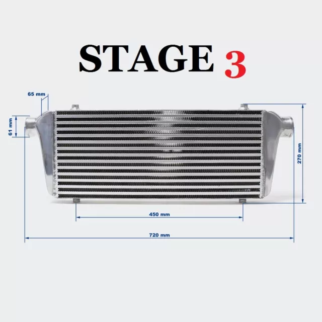 Intercooler UNIVERSALE Frontale MAGGIORATO STAGE 3 550 x 230 x 65 8.2 Litri