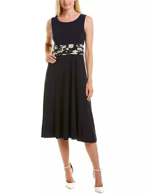 JESSICA HOWARD Womens Navy Front Waistband Sleeveless Midi Fit + Flare Dress 6