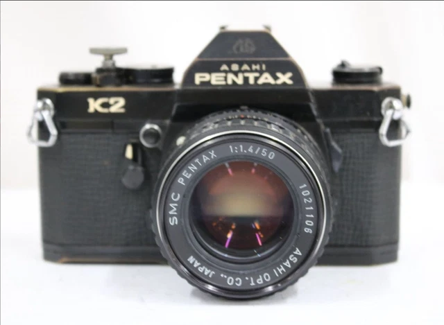PENTAX K2 BLACK 35mm SLR Film Camera SMC Pentax 50mm f/1.4 Lens