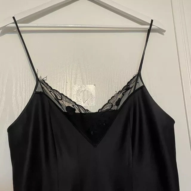 Lingerie vintage vintage slip intera St Michael taglia 16 nero opaco raso opaco