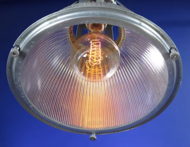 Vtg 50s HOLOPHANE 682 LOBAY 14" signed industrial pendant ceiling light  2 avail 3