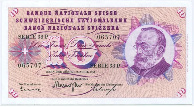 Switzerland 10 Franken 1964, P.45i_aUNC