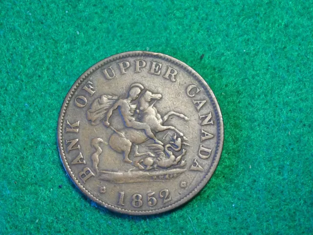 1852 Bank of Upper Canada One Half Penny Token