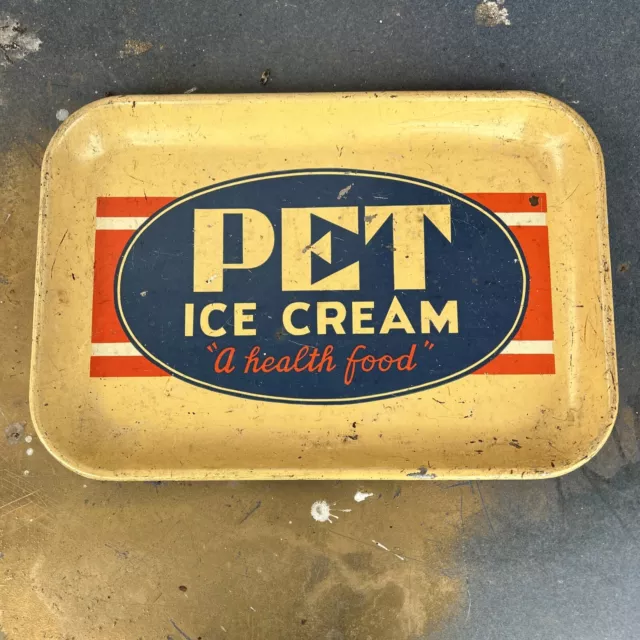 1920’s Very RARE PET Ice Cream Metal Advertising Tray 10”.5 X 15”