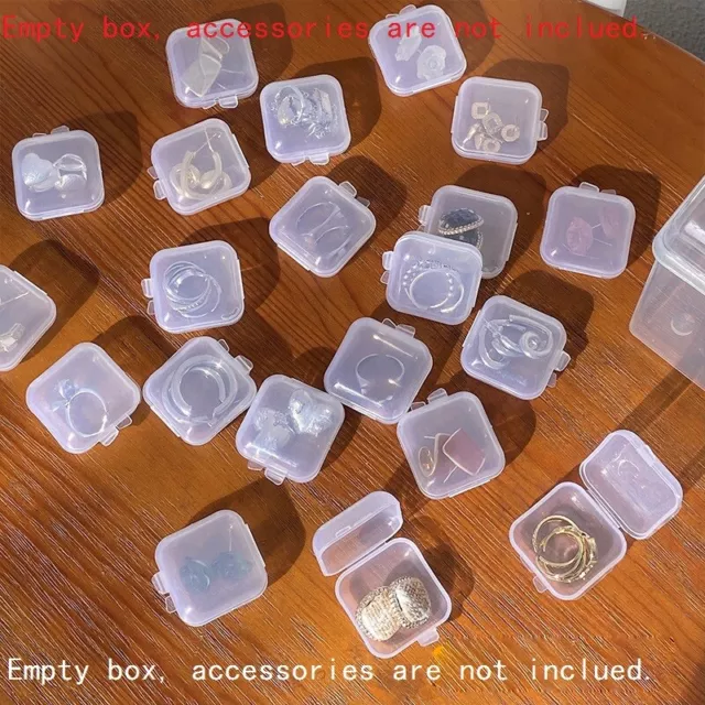 50/100PCS 3.5cm Mini Vide Boîtes Plastique Transparent Petit Bijoux Rangement