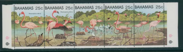 Bahamas Scott #509 MNH STRIP of 5 Flamingo Birds FAUNA CV$12+ 384348