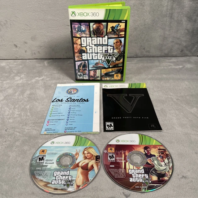 GRAND THEFT AUTO V GTA 5 (Microsoft Xbox 360, 2013) Complete With