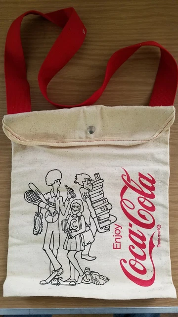 1970s Coca Cola Coke Tote Bag with Button & Strap Rare Vintage