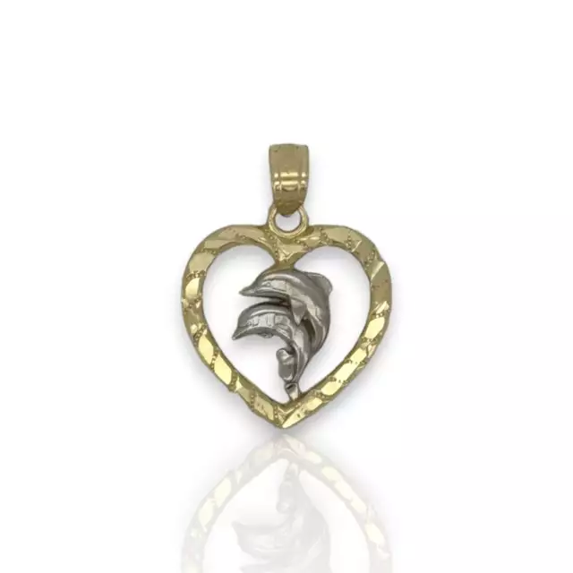Heart "Dolphin" Pendant - 10K Yellow Gold