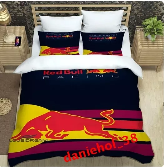 Red Bull Racing 3D Duvet Cover+Pillowcase Single Double Queen Bedding Set Gift