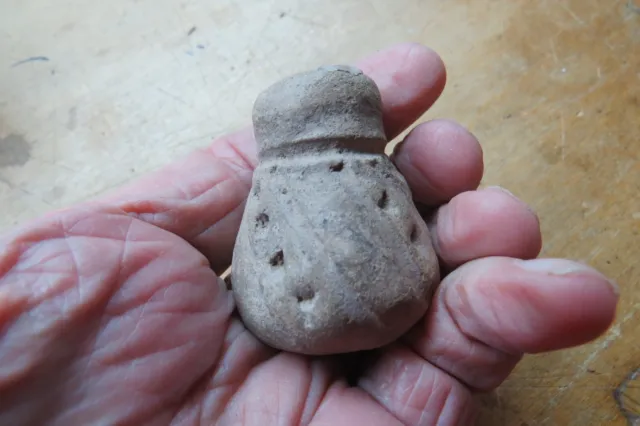 RARE PRIMITIVE American indian TINY POTTERY SMALL POT CONTAINER  VERY OLD