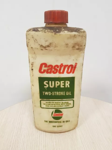 Vintage Castrol Super Two Stroke Oil One Quart Plastic Container