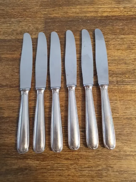 6 Cuchillos Postre O Queso Metal Chapado en Plata CHRISTOFLE Modelo Versailles