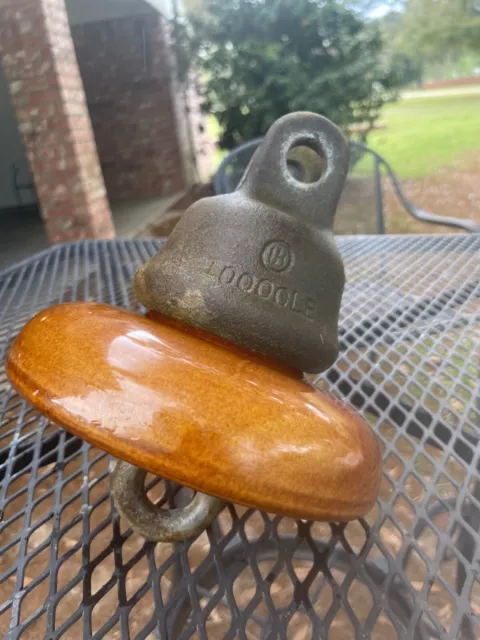 Vintage Large Round Ceramic High Voltage Suspension Power Line Insulator