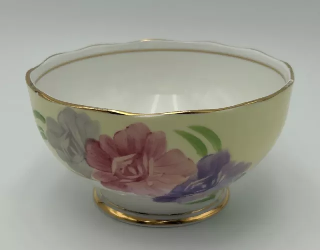 Roslyn England Fine Bone China Sugar Bowl - Hand Painted Floral Design